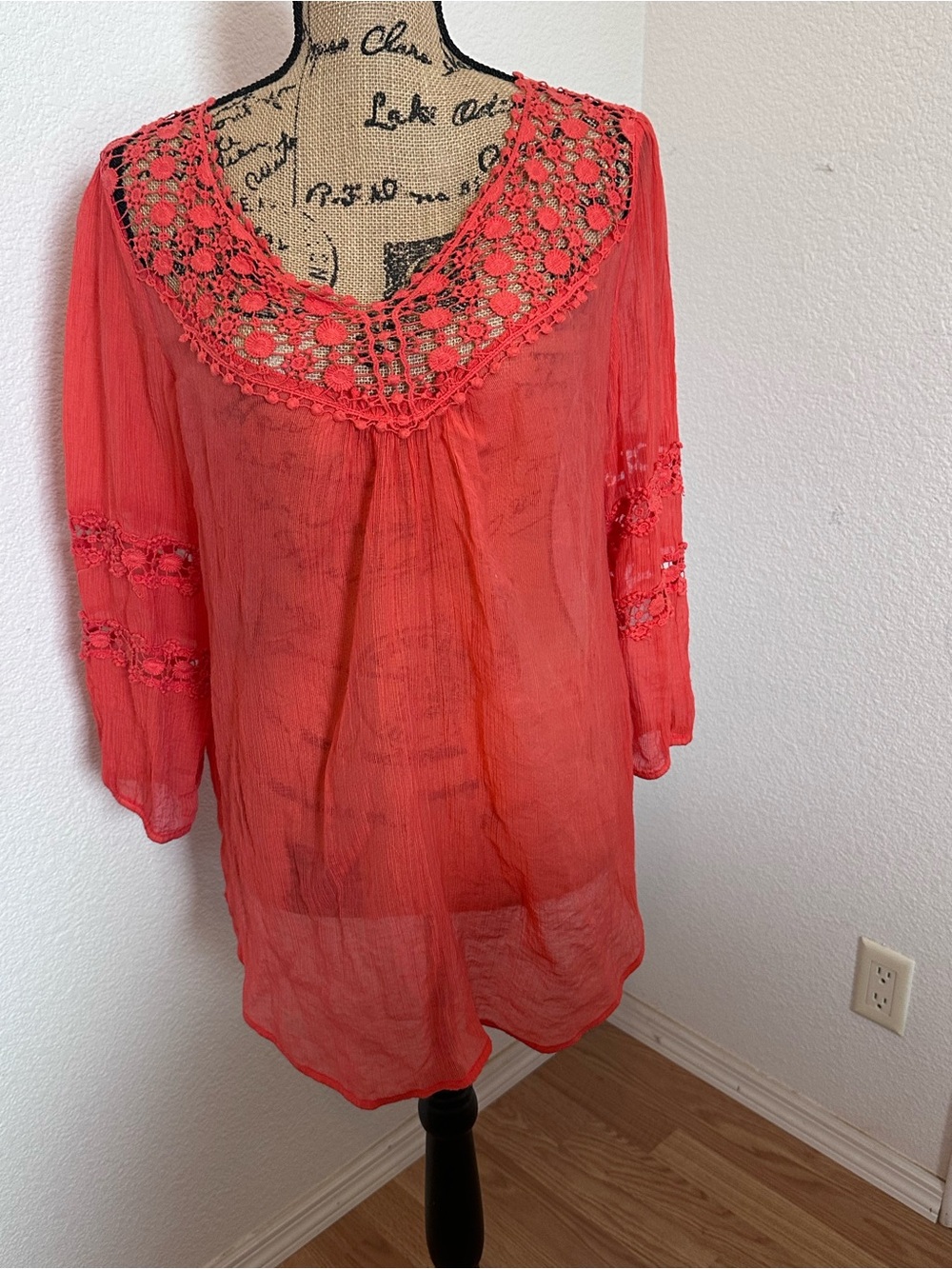 grand & greene Coral Crochet Yoke Tunic